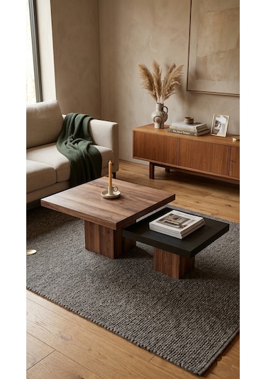 Most Marmoris %100 Mdf Aytaşı Ceviz Ayak Orta Sehpa Set Evinize Teslim Ceviz Ayak Siyah