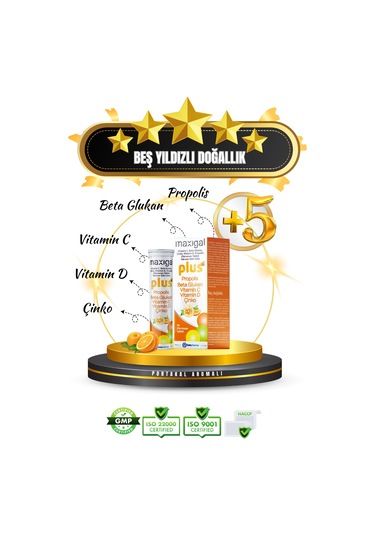 Maxigal Vitamin C. Beta Glukan Çinko. Vitamin D. Propolis 20 ML