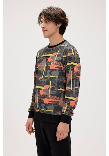 Bad Bear Flame Siyah Erkek Baskılı Sweatshirt-siyah Siyah