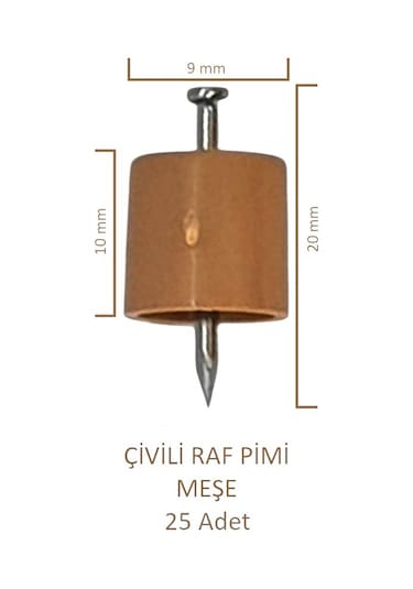 Çivili Raf Pimi Meşe 25 Adet Meşe