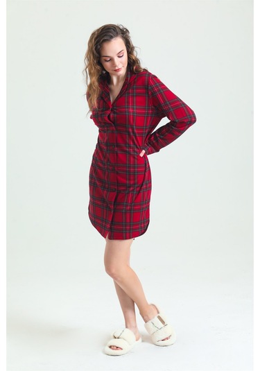 Magic Form 87764 Kadın Önden Düğmeli Gecelik-bordo Bordo