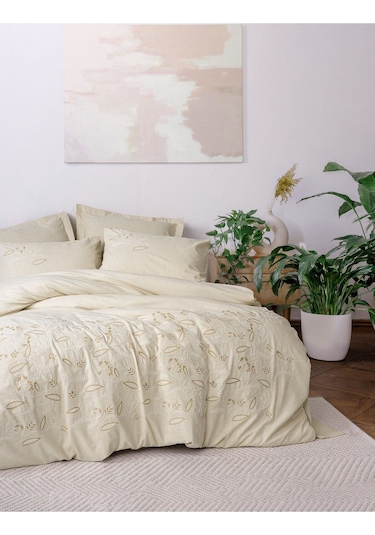 Cotton Box 1570/2-cb Cotton Keten Ck Nevresım Takımı Lapelıs Krem