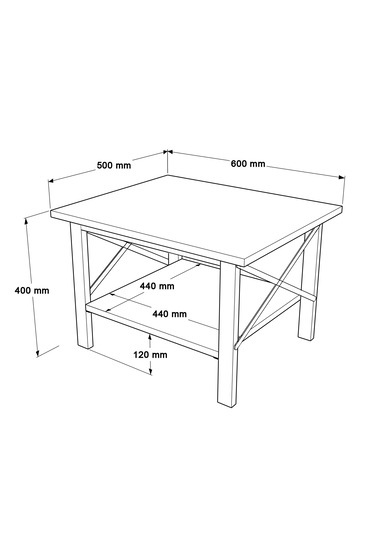 Robin Home Oslo Orta Sehpa Ofis Sehpa Beyaz Metal Ayak