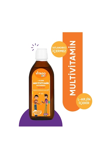 Vitago Kids-L-Arjinin Rafadan Tayfa Multivitamin Şurup 150 ML