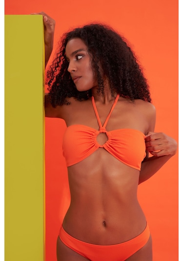 Loya Kadın Turuncu Fitilli Straplez Tek Üst Bikini