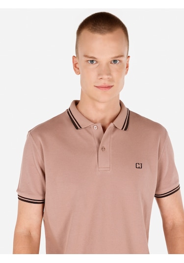 Colins Pembe Erkek Polo Kısa Kol Erkek Polo Yaka Tişört Pembe
