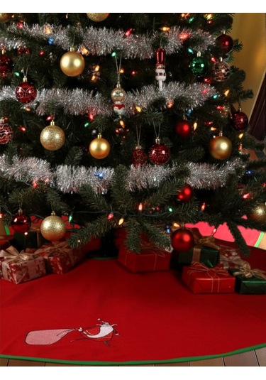 Noel Baba Nakışlı Çam Ağacı Örtüsü 90cm