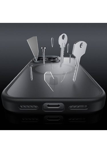 Apple iPhone 16 Pro Uyumlu Kılıf Magsafe Şarj Özellikli Benks Mist Protective Kapak Gri