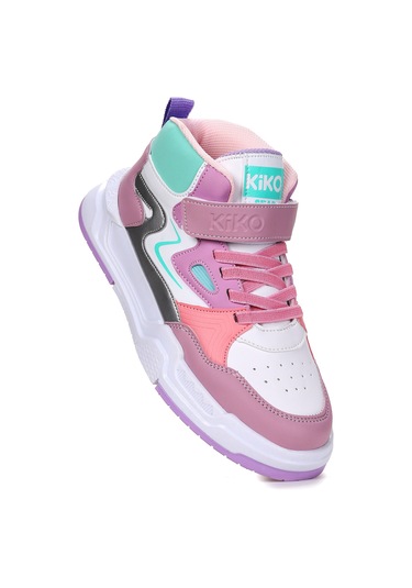 Kiko Kids Hayka-3 Cırtlı Kız Çocuk Spor Ayakkabı Lila - Beyaz - Şeker Lila - Beyaz - Şeker