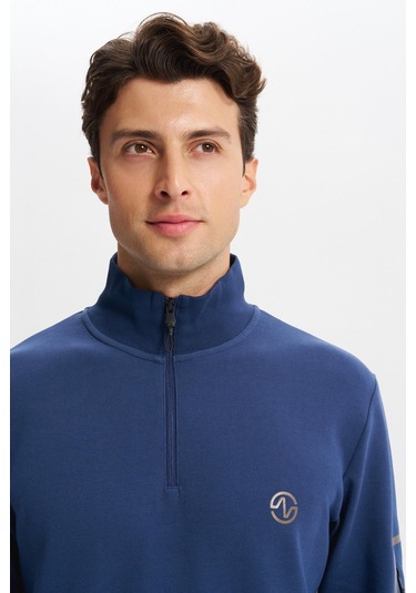 Arma Erkek Slim Fit Dik Yaka Yarım Fermuar Pamuklu Sweatshirt Sol Kol Fermuar Cepli K30404685702 İndigo-i1 Arma Erkek Slim Fit Dik Yaka Yarım Fermuar Pamuklu Sweatshirt Sol Kol Fermuar Cepli K30404685702 İndigo-i1