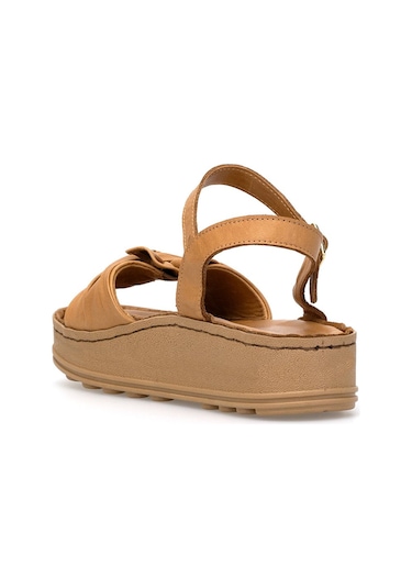 Mammamia D25ys-2595 Kadın Hakiki Deri Düz Sandalet Taba Taba