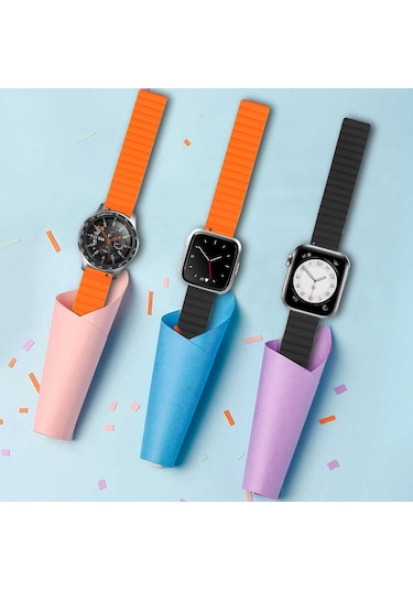 Galaxy Watch 42mm Uyumlu Krd-52 Zore Kordon-gri-kırmızı