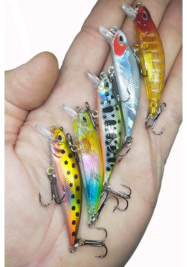 5 Adet Kutulu Lrf Ve Spin Suni Rapala 5.8 Cm 5.4 Gr Balık Yem Seti