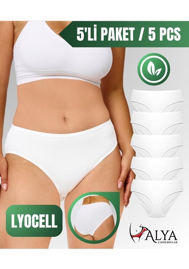 Alya Underwear Kadın Külot, Lyocell Kumaş Külot, Ter Emici Rahat Ve Dayanıklı Kadın İç Çamaşırı, Liyosel Slip Beyaz P05