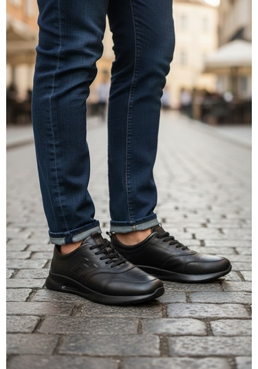 Dosa Shoes H Erkek Deri Casual Ayakkabı 01-siyah