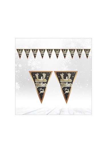 Mutlu Yıllar Üçgen Bayrak Flama - 1,60 Mt