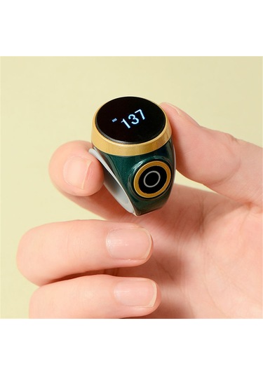 Hombey Akıllı Dokunmatik Sayım Yüzüğü, Oled Ekranlı, Su Geçirmez, Otomatik Kilitleme, Taşınabilir Şarjlı, Millet Stili, Yeşil