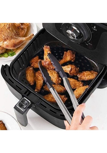 Siyah Isıya Dayanıklı Yıkanılabilir Silikon Fırın Ve Airfryer Kare Model Pişirme Matı 21,5 Cm 5250
