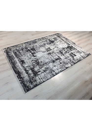 Tuğra Halı Rustic 1076 Siyah Gri 160X230 Cm Saçaklı Salon Halısı