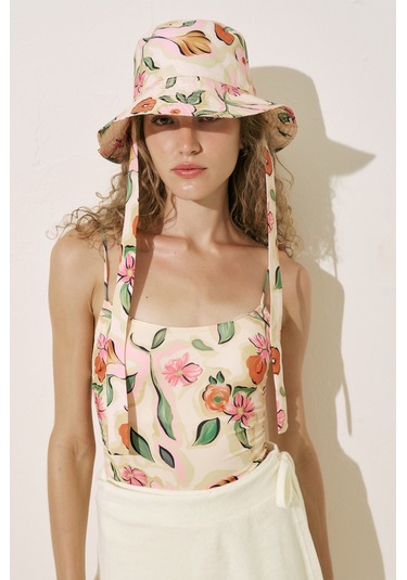 Bağlamalı Bucket Şapka Pure Floral Pure Floral