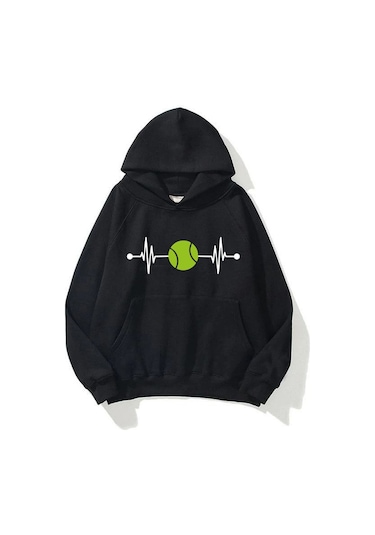 Buy Center Ritim Tenis Topu Baskılı Unisex Sweatshirt SIYAH