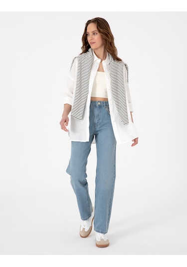 Pierre Cardin Kadın Beyaz Gömlek Desenli 50301078-vr013 Beyaz