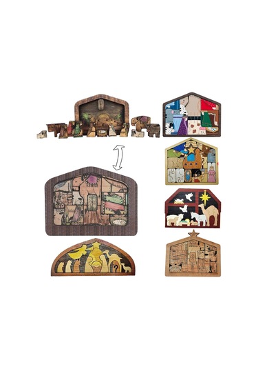 Singree Doğum Senaryosu Ahşap Puzzle, 20x15cm Renkli, Ev Dekorasyonu, Zeka Geliştirici, İki Boyutlu Ahşap Oyuncağı