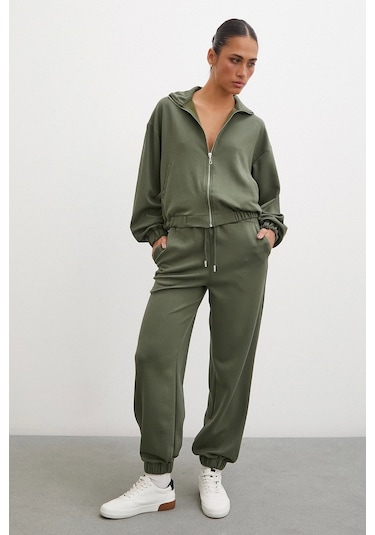 Never More Fermuarlı Sweatshirt Haki