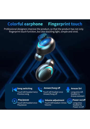 F9 Tws Kablosuz Kulaklık Bluetooth Stereo Kulaklık 5.0 Spor Su Geçirmez Gürültü Azaltma Kablosuz Mikrofonlu Tekli Kulaklıklar 2000 Mah