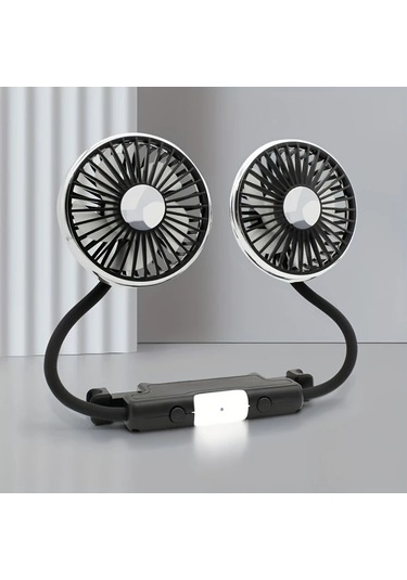 Willowhaven Siyah Çift Başlı Usb Araç Arka Koltuk Fanı Bağımsız Hava Akışı 360 Dönüş