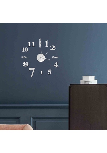 Reedark Gümüş Akrilik Dıy Duvar Saati - Sessiz Hareketli, Konforlu Yatak Odası Ve Oturma Odası Dekoru Pil Dahil Değil Gümüş