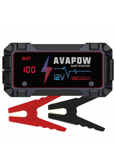 Avapow A07 12800mAh 1500A Jump Starter Taşınabilir Akü Takviye Kiti (Powerbank-QC3.0 + LCD + LED Işık)