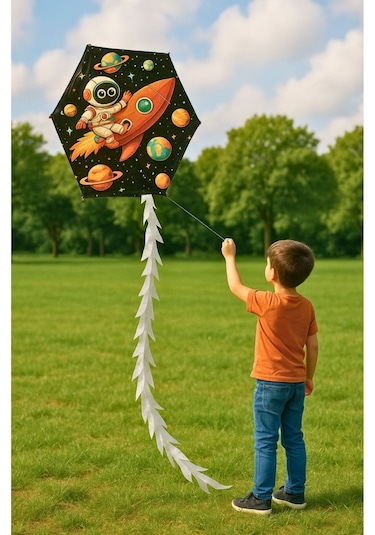 Altıgen Astronot Modelli Uçurtma 50mt İpli