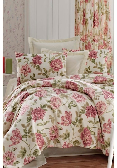 Enlora Home Doğal Pike Baskılı Tek Kişilik Care Pembe