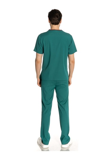Unisex Likralı Koyu Yeşil Scrubs