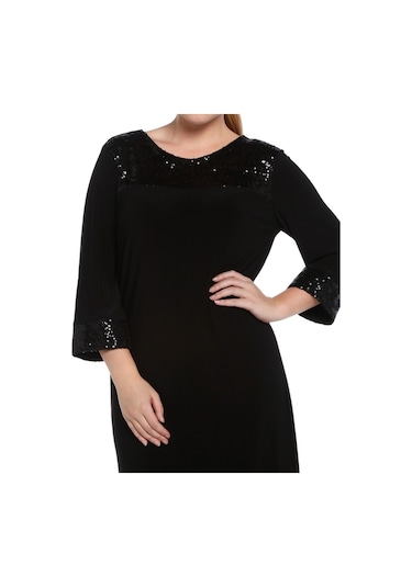 Nidya Moda Büyük Beden Payet Konbin Elbise-4056S Çok Renkli