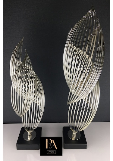 Gümüş H 2'li Ofis Metal Aksesuar Biblo Ev Salon Dekorasyon Obje