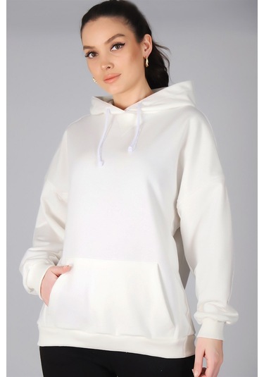 Sweetness Kadın Beyaz Kapüşonlu Sweatshirt Beyaz