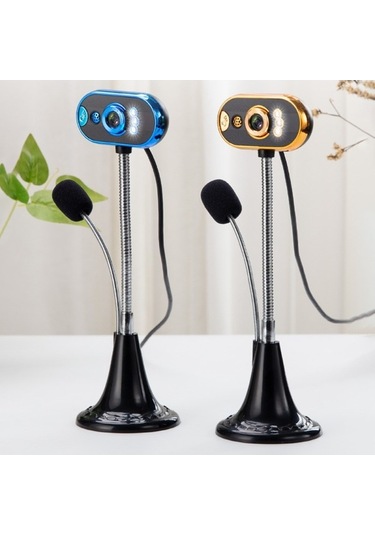 Novahub Mikrofonlu Web Kamerası Led Hd Usb Masaüstü Oyun Konferans Altın Video