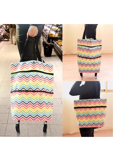 Bestshop1 Katlanabilir Tekerlekli Alışveriş Çantası 366243442