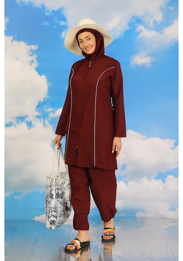 Akbeniz Kadın Tam Tesettür Bordo Mayo 31060-bordo Bordo