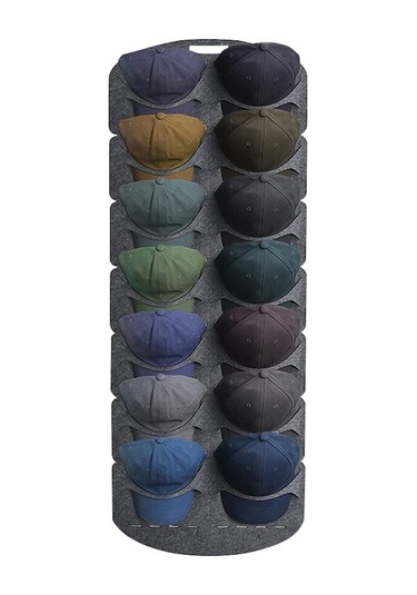 Keçe Beyzbol Şapkası Ekran Standı Dokumasız Asılı Saklama Çantası, Stil: 14 Izgara Çift Sıra 3mm Çok Renkli