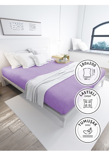 Favora Battal Boy Lastikli Penye Çarşaf - Lila