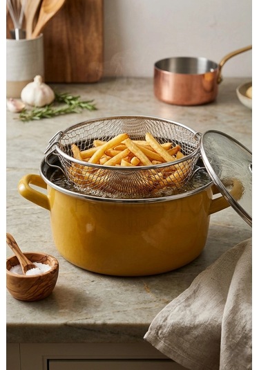 Prestige Emaye Fritöz Tenceresi 22 Cm 3,5 Litre Sarı Renkli