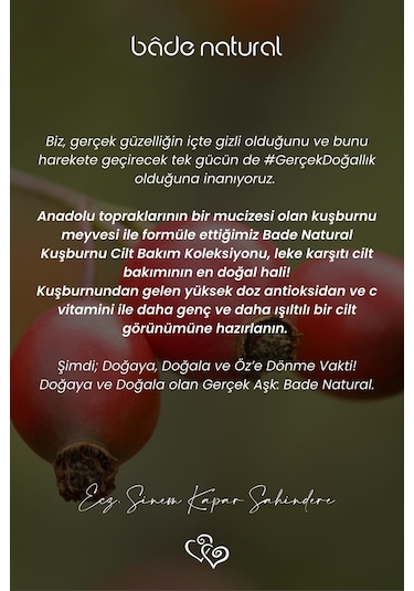 Bade Natural Aydınlatıcı ve Leke Karşıtı Kuşburnu Çekirdeği Yağı 30 ML