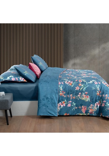 Sarev Leticia Mavi King Size %100 Pamuk Saten "300 Tc" Nevresim Takımı MAVI