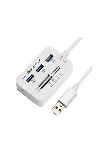 Lemestar 3 Port Usb 3.0 Hub İle Ms/m2/tf Kart Okuyucu Çok Fonksiyonlu Adaptör 7 Slot, Usb 3.1, Abs+alüminyum, Taşınabilir