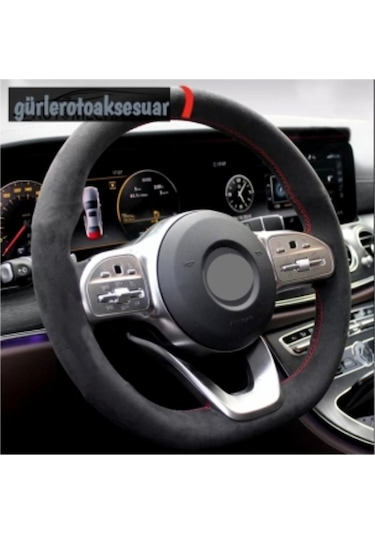 Alfa Romeo Dikmeli Direksiyon Kılıfı Alkantra Kırmızı Yüzüklü