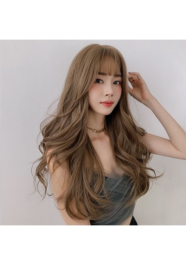 Cbtx Peruk Kadın Uzun Saç Büyük Dalga Kabarık Tam Başlık Uzun Kıvırcık Saç Siyah Kahverengi 65cm