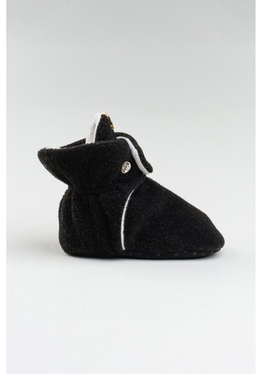 Organik Pamuk Astarlı, Bebek İlk Adım Ayakkabısı, Kaydırmaz Taban, Bebek Pandufu, Bebek Patik Siyah Siyah